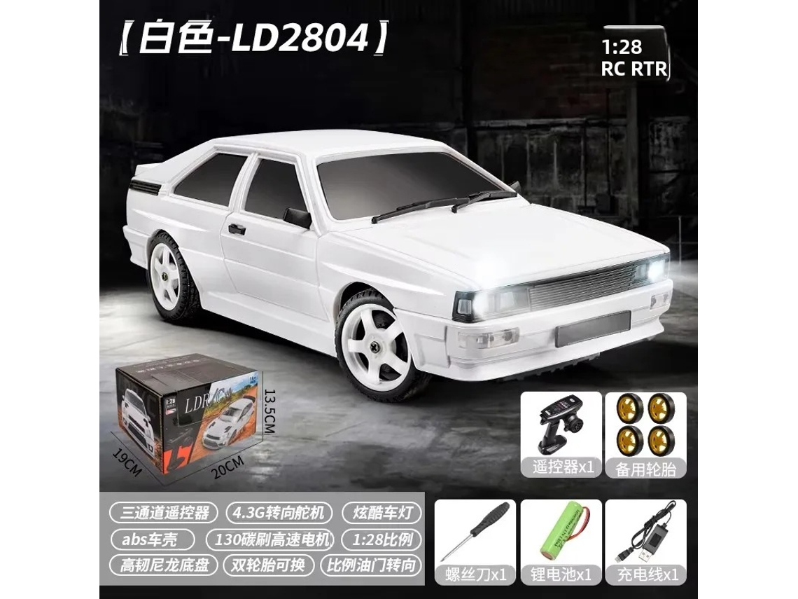 (ld2804 Branco) Carro De Corrida Drift Rc - Escala 1:28 - 2.4g Controle Remoto 4wd Motor De Alta Velocidade - Brinquedo De Carro Em Miniatura