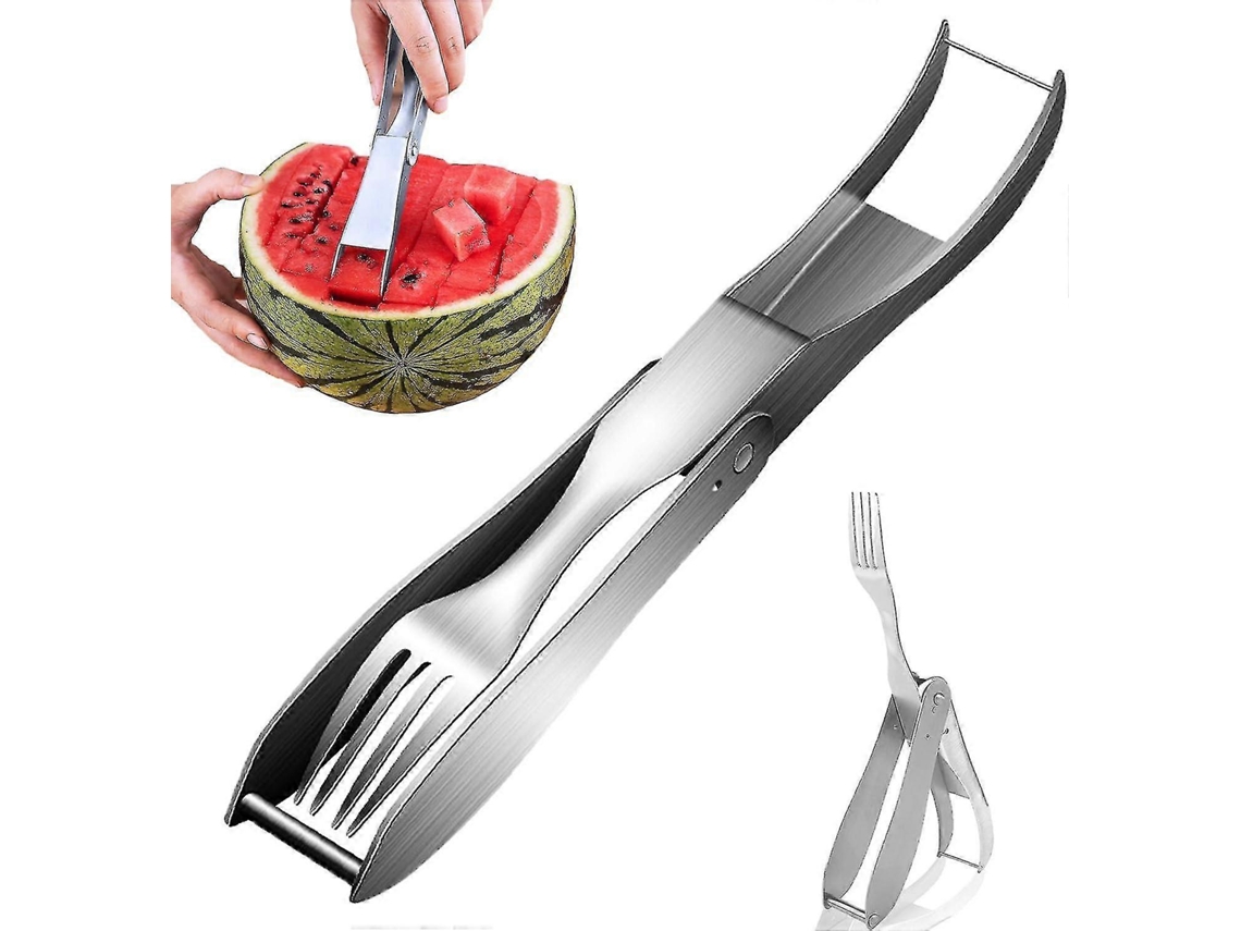 Cortador de Sandía 2 En 1, Herramienta de Acero Inoxidable Portátil para Cortar Y Servir Sandía, Melón Y Piña