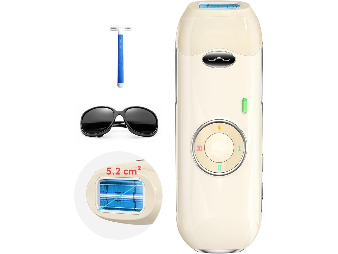 Depiladora De Luz Pulsada Ipl 22j Profissional, 9 Níveis, Flash Duplo 5,2cm², Remoção De Pelos Para Rosto, Pernas E Corpo, Uso Doméstico (cáqui)