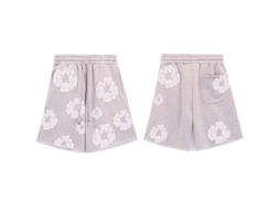 Bermudas Casuais Unisex Com Estampa Kapok Em Algodão De Alta Qualidade - Conforto E Estilo Para Dia A Dia Nos Meses Quentes Cinza