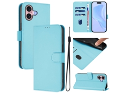 Capa De Couro Sintético Para Iphone 16 - Toque Suave - Cor Sólida - Com Cordão