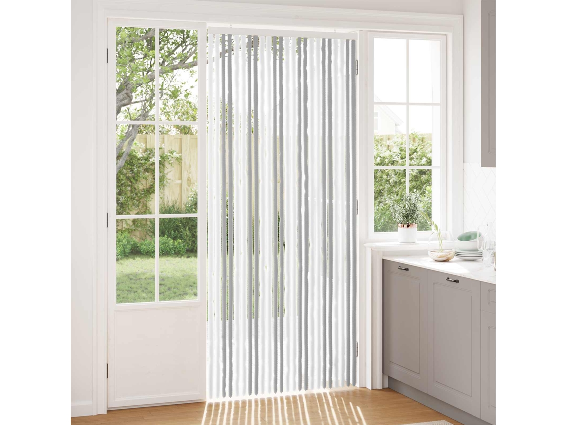 Vidaxl Cortina De Insetos Chenille Cinza Claro E Branco 100 X 230 Cm