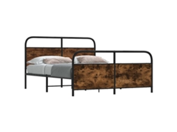 Vidaxl Estrutura De Cama Sem Colchão 200x200cm Metal Carvalho Fumado