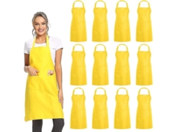 2026 delantal Plano com 2 Bolsos Preto Unissex 12 Pacotes Material Durável Leve para Cozinha Amarillo