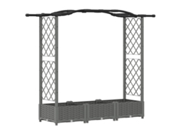Vidaxl Cama Elevada Com Treliça E Telhado Cinzento-claro Pp