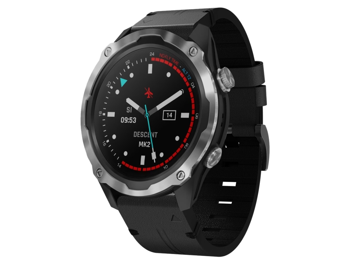 Bracelete de Smartwatch para Garmin Descent MK 2 26 mm com fivela de aço de couro (preta)