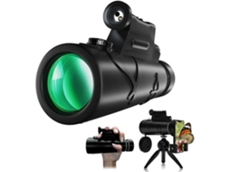 Telescópio Monocular Monóculos 50x60 para Adultos para Observação de Pássaros Ao Ar Livre Acampamento e Caminhada Preto USHION