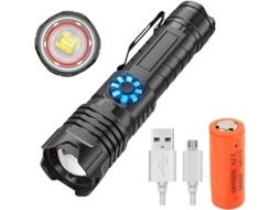 Lanterna Led Xhp99 10000lumens Recarregavel 5modos Zoomable Ipx8 Camping/ar Livre/dentro Casa Preto Yizhood