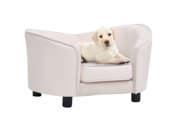 Vidaxl Sofá 69x49x40 Cm Pelúcia E Couro Artificial Cor Creme
