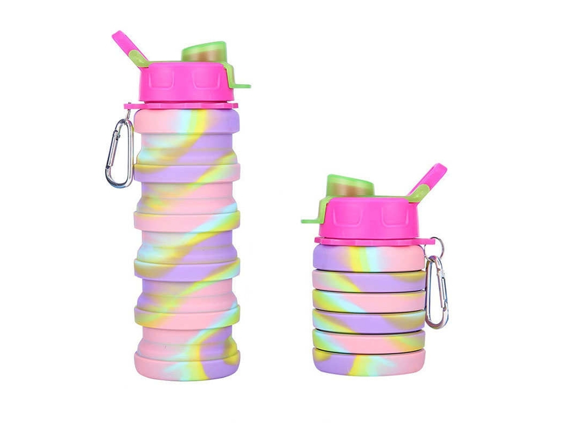 Garrafa De Água Dobrável Retrátil Portátil Para Esportes Rosa*