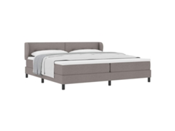 Maison Exclusive - Cama Box Com Cabeceira Cinzento-acastanhado 200 X 200 Cm Tecido