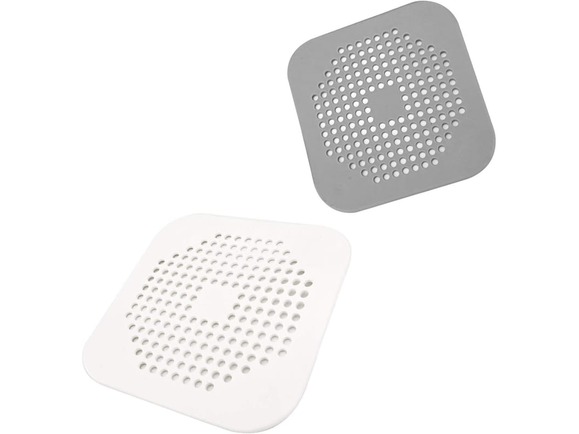 Tapa De Desagüe Cuadrada De 5.4 Polegadas Para Ducha Com Cúpulas De Sucção Filtro Anti-pelo Silicone Cinza E Branco