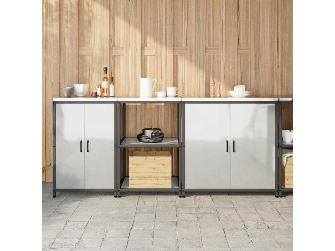 Vidaxl Conjunto De Armazenamento De Cozinha Hattem 3 Unid. Prateado