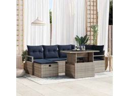 Vidaxl Conjunto De Sofá De Jardim 7 Unid. Vime Pe