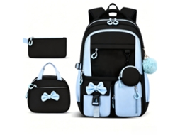 Mochila Escolarcom Porta-moedas Lancheira E Estojo Para Lápis, Ideal Para Viagens E Campismo Azul Hexinyigjly
