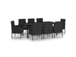 Maison Exclusive - 9 Pcs Conjunto De Jantar Para Jardim Preto