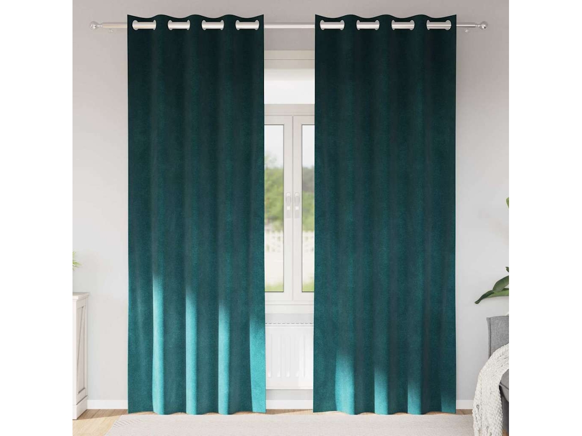 Vidaxl Cortinas Opacas 2 Unid. Verde-escuro 140 X 225 Cm Veludo