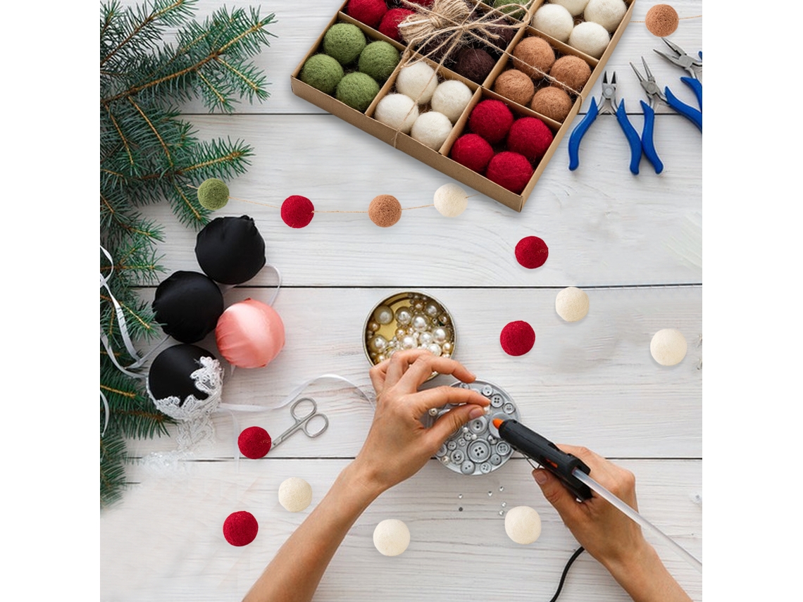 Bolas De Lã (pacote Com 36 Decorações De Natal) Eoocoo