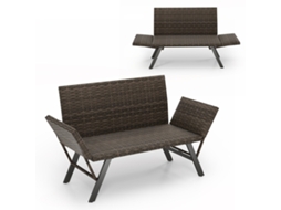Sofá cama exterior polirattan com braços ajustáveis 59 x 178/163 x 89 cm cinza NORTHIX