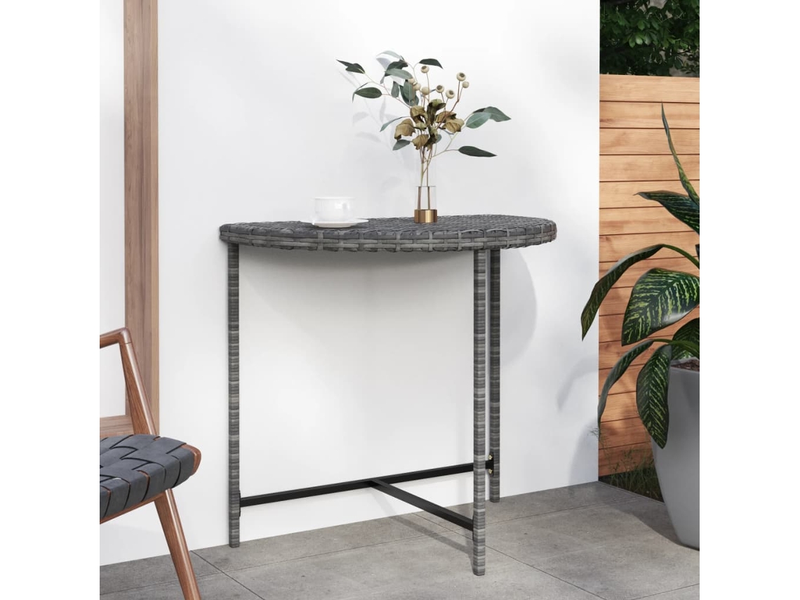 Vidaxl Mesa De Jardim 80x50x75 Cm Vime Pe Cinzento