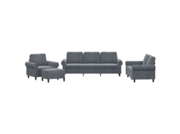 Conjunto de 4 Sofás com Almofadões Veludo CINZENTO ESCURO MAISON EXCLUSIVE