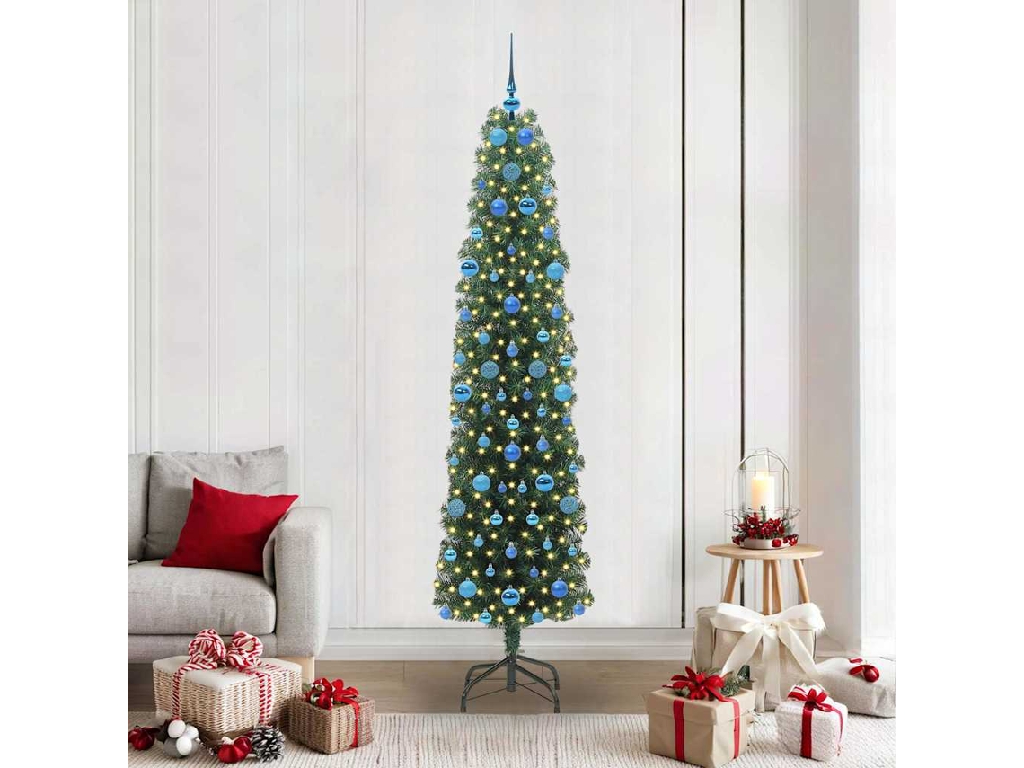 Vidaxl Árvore De Natal Artificial Verde 210 Cm Pvc E Aço E Plástico
