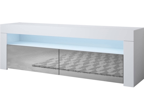 Móvel de TV MÓVEIS BONITOS Aker (140 x 35 x 50.5 cm - Melamina - Branco e Cinzento)