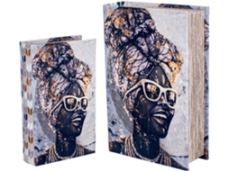 Caixa de livro Africano 2 unidades