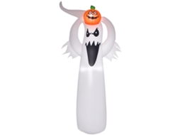 Fantasma Inflável de Halloween de 1,8 M com Leds, Branco e Laranja, Poliéster, 80 X 40 X 180 Cm VERIDIA CUOM