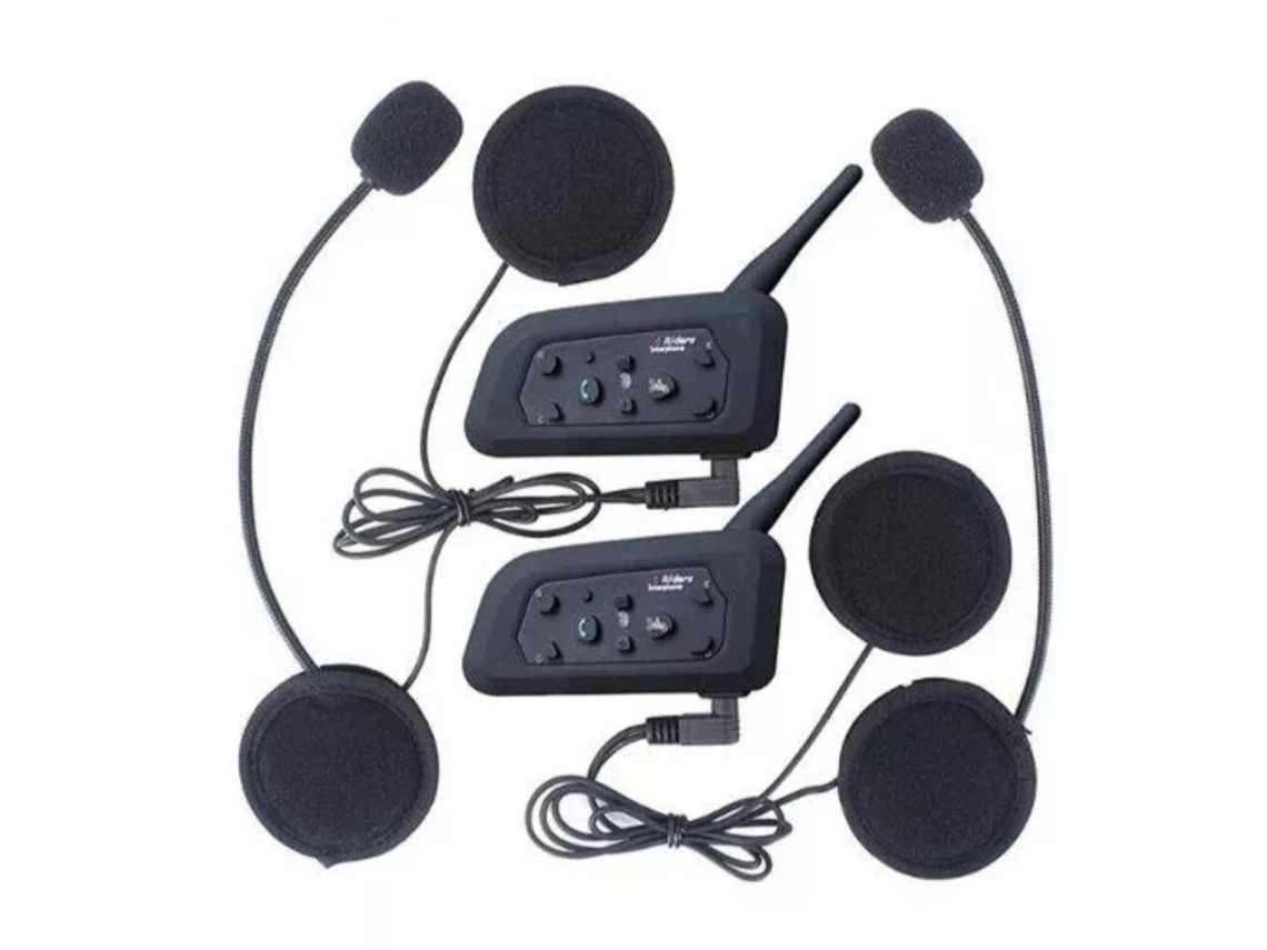 Comunicador Duplo para Capacete Mota Kit 2X Unidades V6-1200