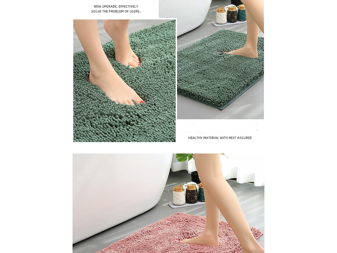 Tapetes de Banho Antiderrapantes Absorventes de Secagem Rápida Fundo Tpr Amarelo Brilhante Mais Brilhante Meio Redondo EVELTEK 40X60CM