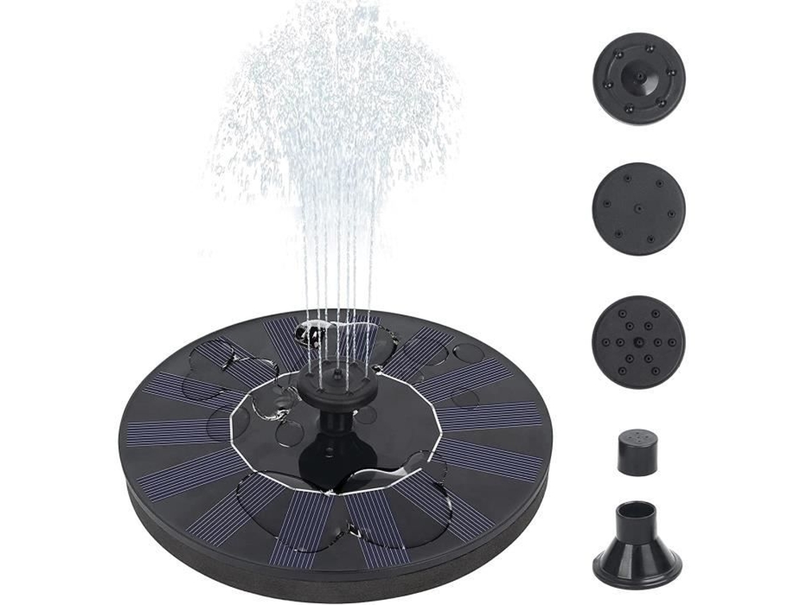 Mini bomba de fonte de água solar para banho de pássaros, fonte de água movida a energia solar com 4 bicos, bomba de água água