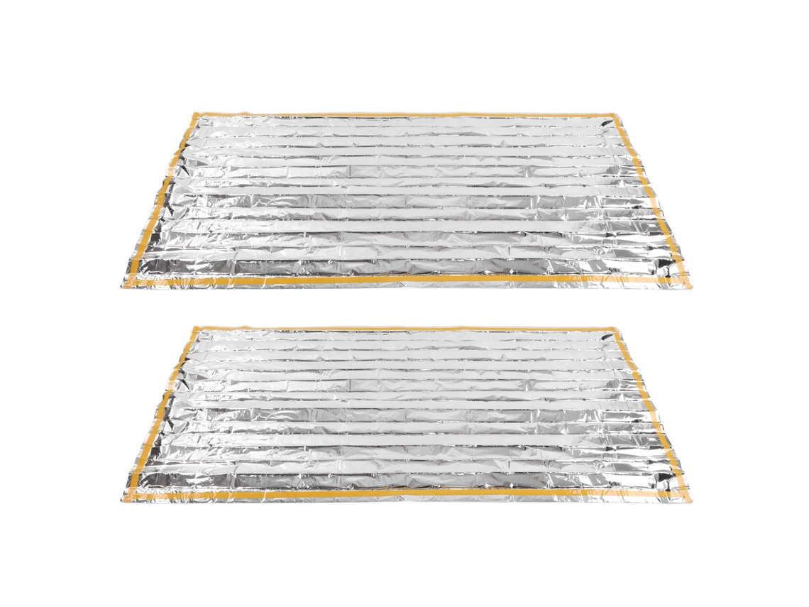 2 Unidades Mantas de Emergência 200x100cm Plegáveis para Camping Viagem Proteção Solar Resistente a Rasgos