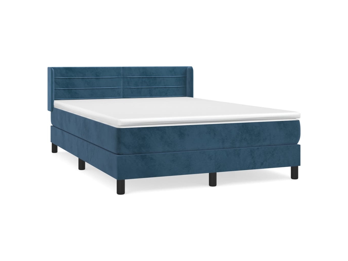 Cama com Molas/colchão 140x190 Cm Veludo Azul escuro MAISON EXCLUSIVE