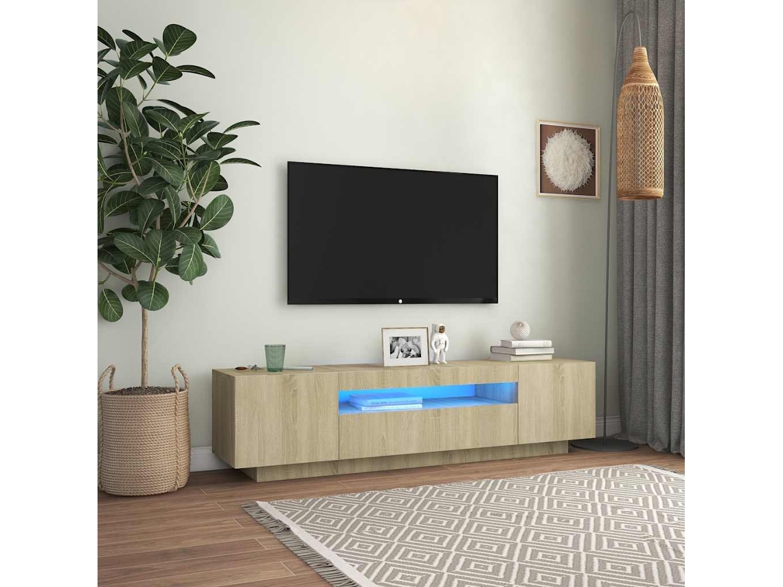 Vidaxl Móvel de Tv com Luzes Led 160x35x40 Cm Carvalho Sonoma