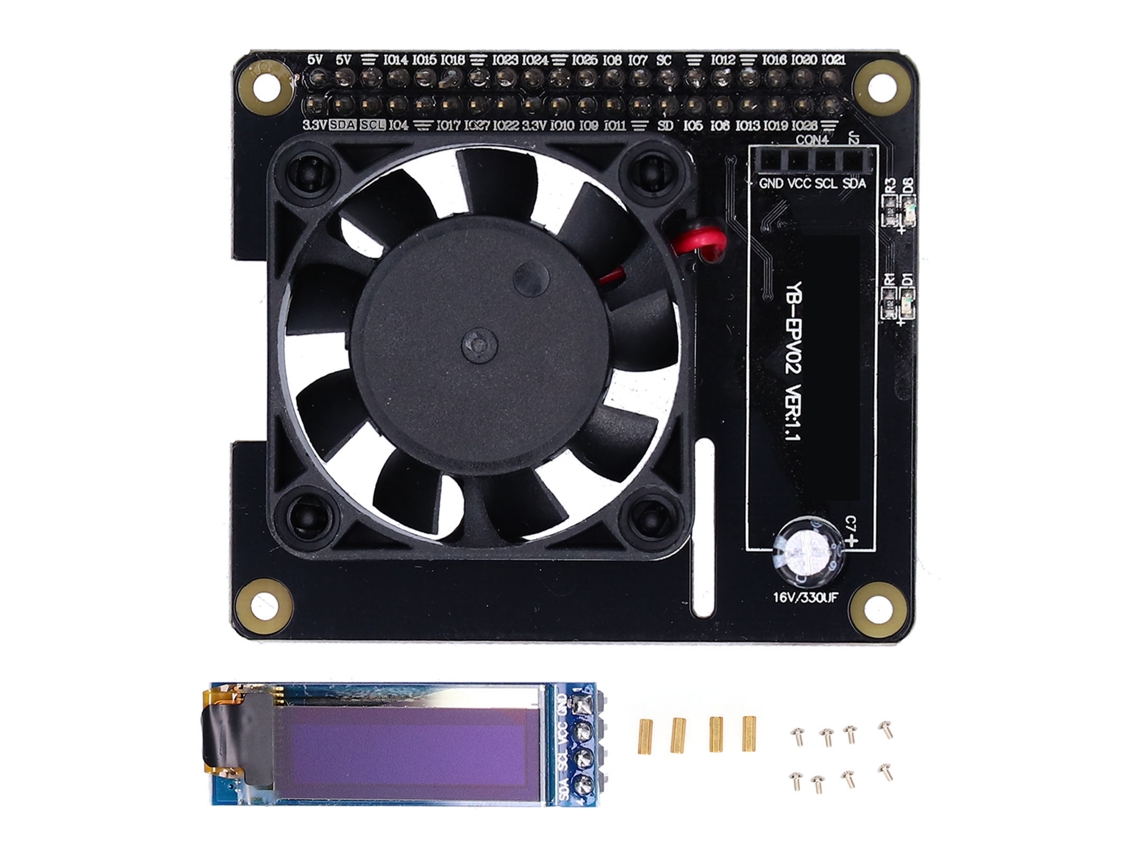 Placa de Expansão com Cooler Fan e Display Oled Rgb para Raspberry Pi 4b 3b+/3b S/MARCA