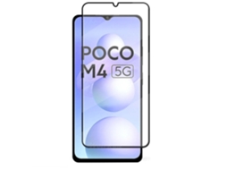 EVELATUS Capa Completa Vidro 2.5D Xiaomi Poco M4 5G / Poco M5 Antiestática / Cola Japonesa Preta