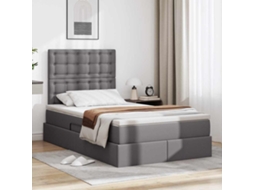 Vidaxl Cama Com Armazenamento Cinzeto 120 X 200 Cm Couro Sintético