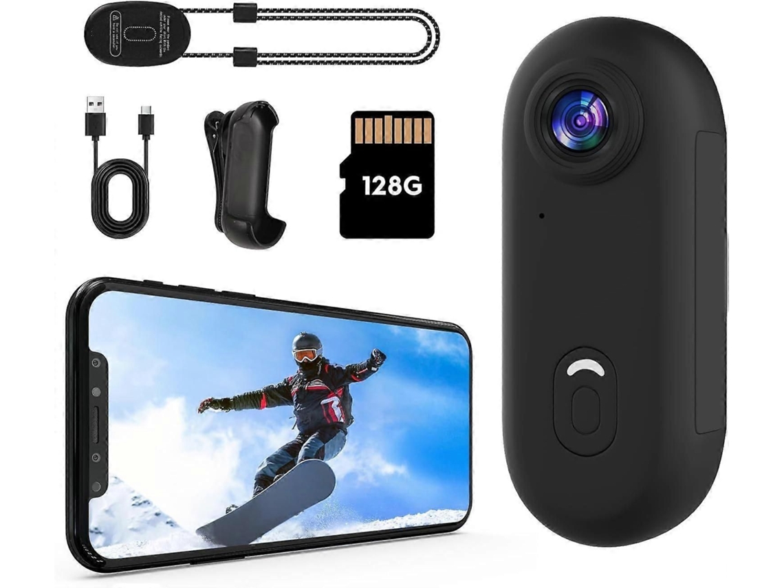 Câmera de Ação 4k para Polegar, Mini Câmera Corporal Vestível de 128 Gb, com Acessórios Magnéticos. TAISHENGDA