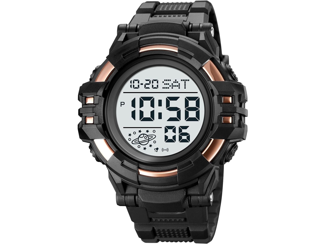 Lurelia Relógio Digital Desportivo, Visor Digital, Led, Cronómetro, Alarme, Data/calendário, 12/24h, Luminoso, Duplo Fuso/mostrador, 9,45 Polegadas
