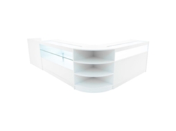 Conjunto De Balces Comerciais Europa | Branco | Lm60 B1500 C1500 Tb60 | Mdf E Vidro Temperado | Prateleiras E Monstershop