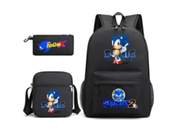 Conjunto de Mochila Sonic Casual para Estudante, 3 Peças, Ideal para Crianças, Educativo, Durável, Perfeito para Crianças, Educativo, Diver STELASPLEN