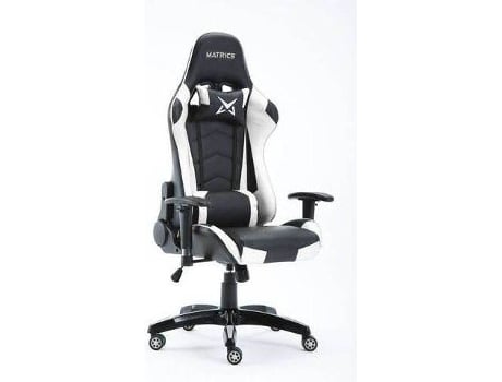 Cadeira Gaming MATRICS Osiris (Até 140 kg - Elevador a Gás Classe 4 - Preto e Branco)