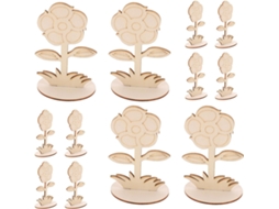 12 Flores de Madeira para Pintura, Ornamentos Florais Inacabados Projetos Diy, Bege, Decoração CHABERLU