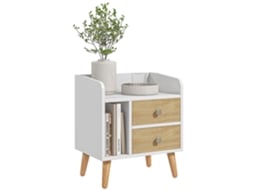 Mesa de Cabeceira Melamina de Madeira Cor Branco 43x30x49 cm Homcom