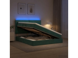 Vidaxl Cama De Armazenamento Led Com Colchão Verde-escuro 180 X 200 Cm