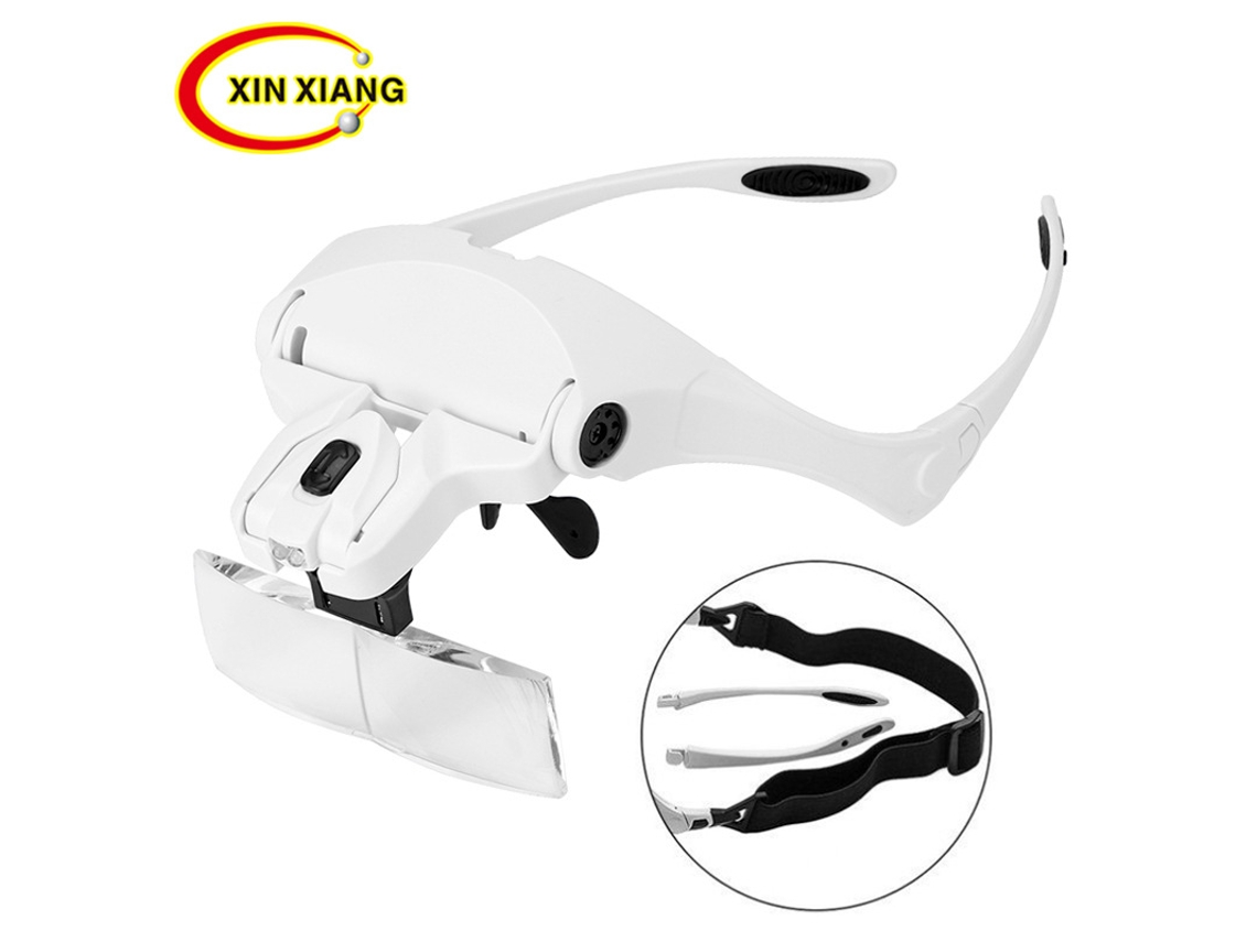 Lupa com Faixa de Cabeça Led Dupla e Óculos de Leitura Sistema Ótico 5 Lentes para Visualização de Livros, Durável, Multifuncional STELASPLEN