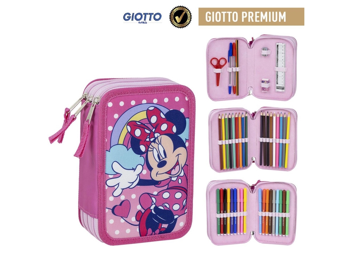 Estojo Para Lápis Da Minnie Mouse Da Disney Com Bolinhas, 3 Compartimentos.