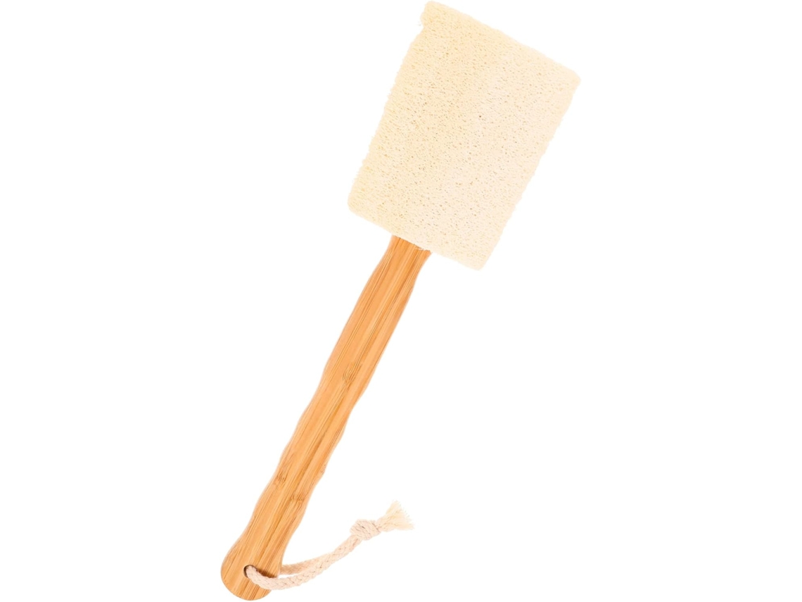 Escova De Bucha Vegetal Dupla Face Com Cabo Longo Bambu, Acessório Suave Para Esfoliação E Massagem Corporal, Ideal Para