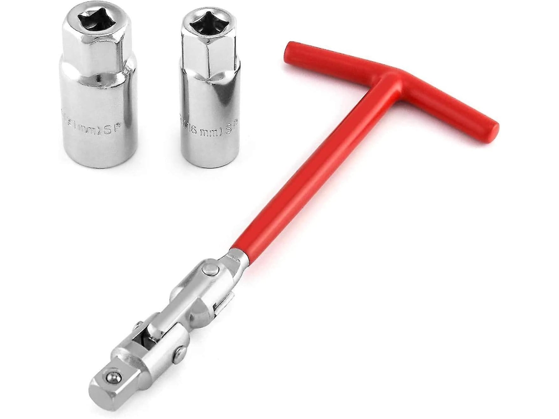 Juego De Llaves De Candela T-manija, Herramienta De Extracción De Candela 16mm 21mm De Acero Cromovanadio, Rojo Sxq